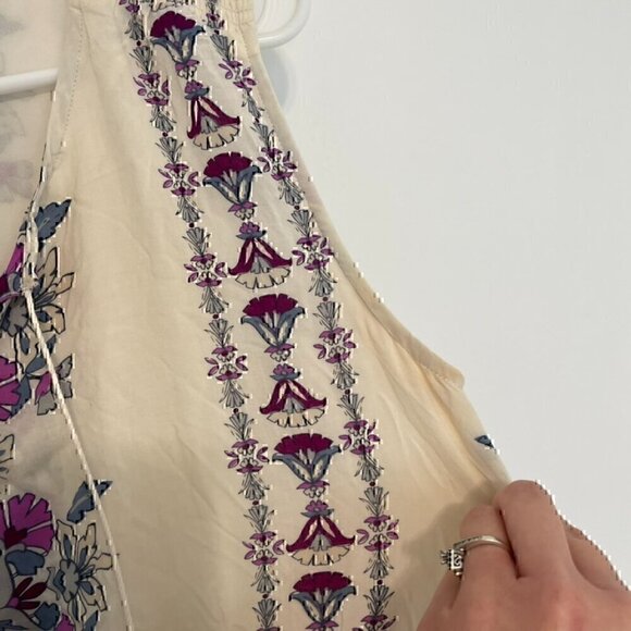 OLD NAVY Printed Tassle Boho Midi Dress Cream Ivory Floral Tassel Boho M NO BELT - Picture 9 of 13